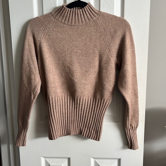 Camel Mock Neck Sweater | Ribbed Sweater - Picture 2 of 5